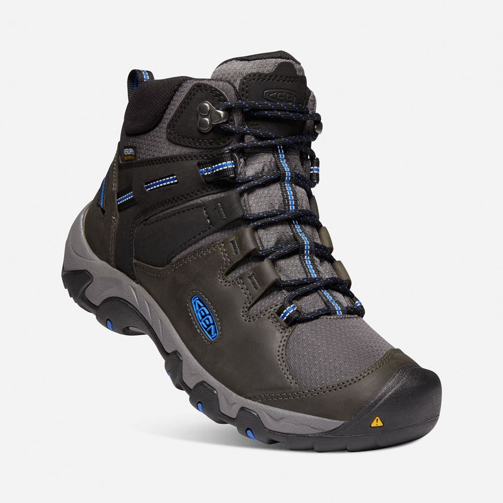 Keen Laarzen Heren Zwart/Blauw - Steens Leern Waterproof - 41893-XRHJ